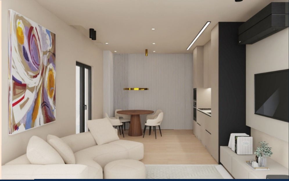 Render da sala do projeto JC Collection Atlântico